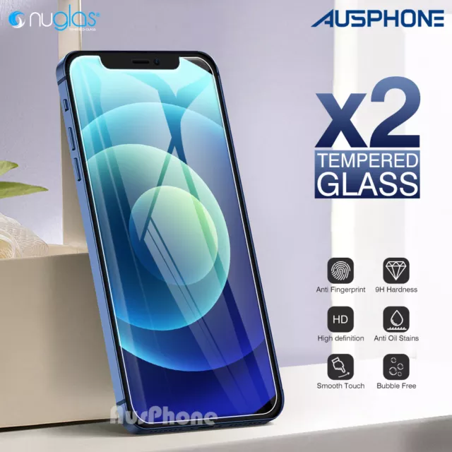 2x iPhone 12 Mini 11 Pro Max Nuglas Tempered Glass Screen Protector For Apple