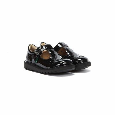 Girls Kickers Infant Kick T Bar Patent Leather Shoes - (Black)
