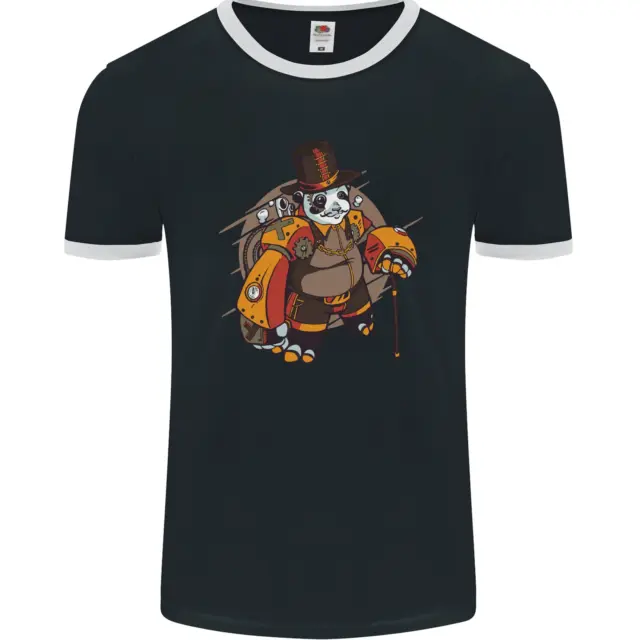 Steampunk Panda Bear Mens Ringer T-Shirt FotL