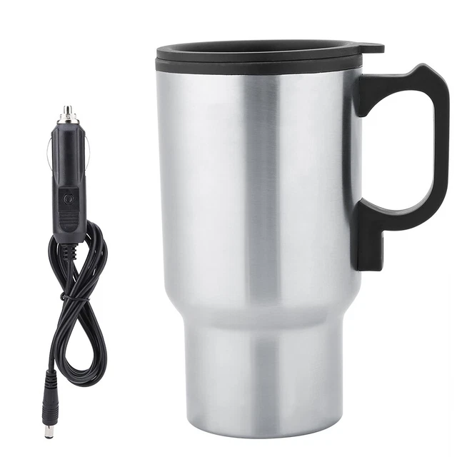 12V 450mL Stainless Steel Travel Mug Electric Car Heating Coffee Milk Cup MX