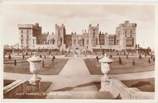 Real Photo Postcard: East Terrace, Windsor Castle.Berkshire Valentine's,Unposted