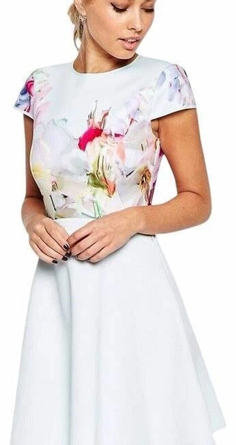 Ted Baker Taglia 8 (1) Bellissimo Abito Da Pattinatore Floreale Rivana Giardino Pensile