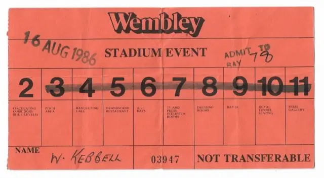 1986/87 Everton v Liverpool Charity Shield at Wembley Steward's Ticket
