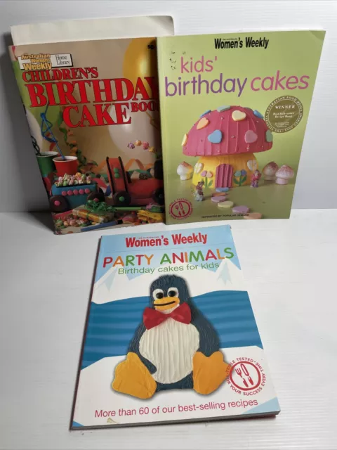 WOMEN'S WEEKLY Party Animals, Kids Birthday Books, Birthday Cake X 3