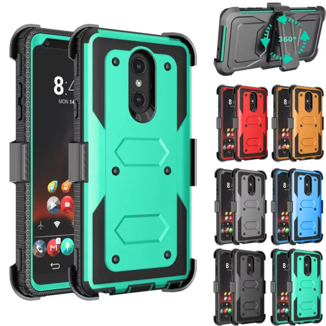 For LG Stylo 4 5 6 Plus Shockproof Armor Clip Holster Case Cover+Tempered Glass