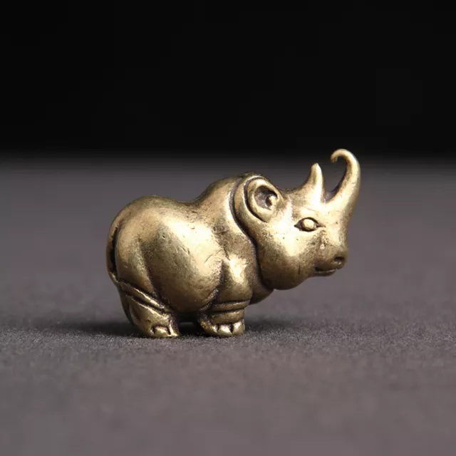 Brass Rhino Figurines Collection Gifts Tea pet Sculptures Fengshui Statuette