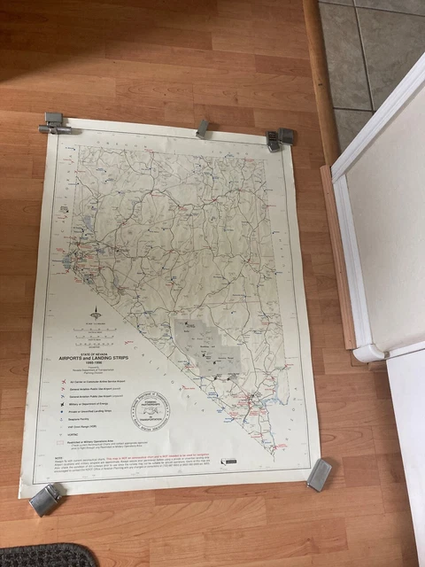 State of Nevada Airports and Landing Strips 95 96  Map FAA NV NELLIS AFB AREA 51