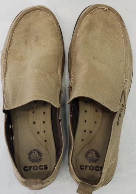 CROCS MEN’S BEIGE Canvas Slip-On Shoes Size 11 $9.99 - PicClick