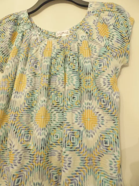 Ladies Jamimali Top in lovely Pale Turquoise and orange pattern