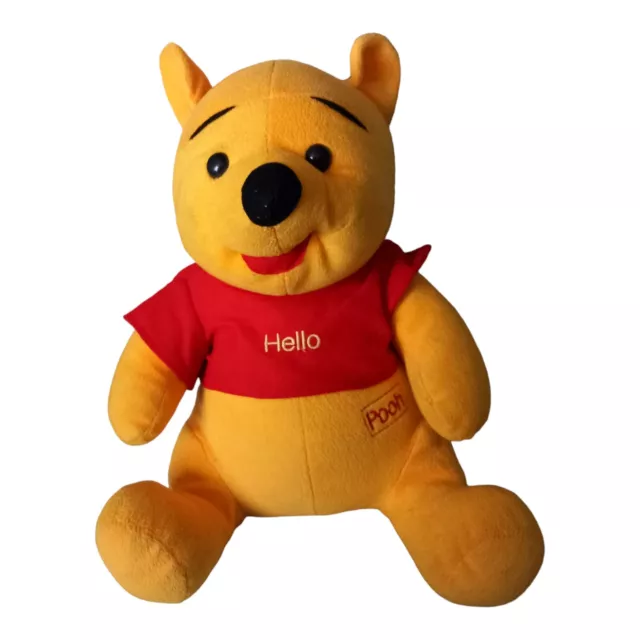 Disney Store Winnie the Pooh 8" Bean Bag Plush "Hello" on shirt, Greece 2005