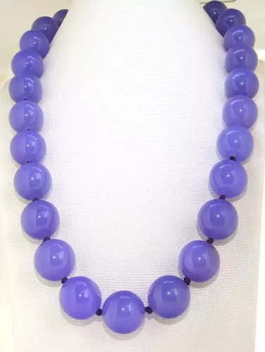 Beautiful Huge 14mm Natural Lavender Jade Round Beads Gemstone Necklace 18" AAA