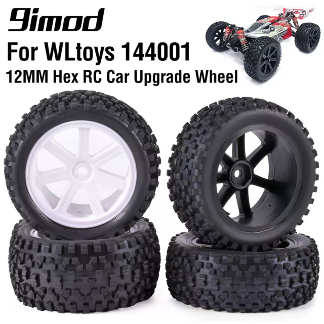 RC Car Wheels 1/10 Tires 12mm Hex for WLtoys 144001 124019 12428 124017 Upgrades