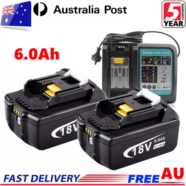 18V 6.0AH Battery or Charger For Makita BL1830 BL1840 BL1850 Cordless Tools