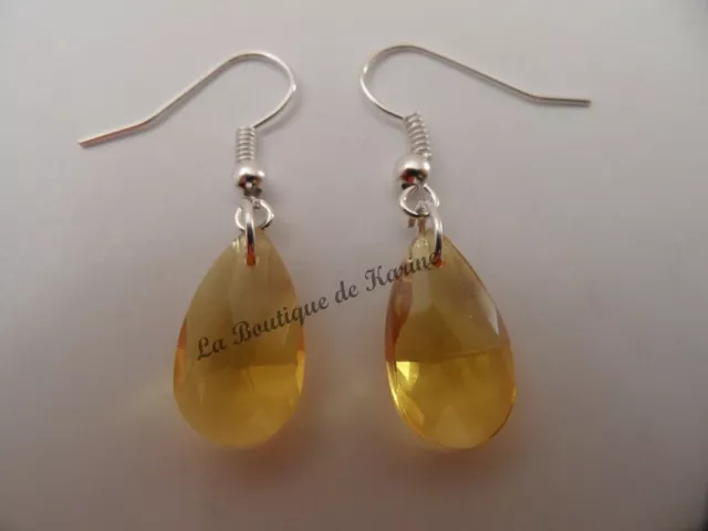 Pendientes Campo Forma Gota de Cristal Amarillo - AF5