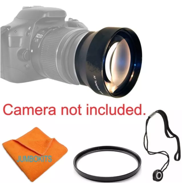 58Mm 2X Hd Telephoto Zoom + Filter Kit For Canon Eos Rebel Xs Xti Xt T3 T3I T4