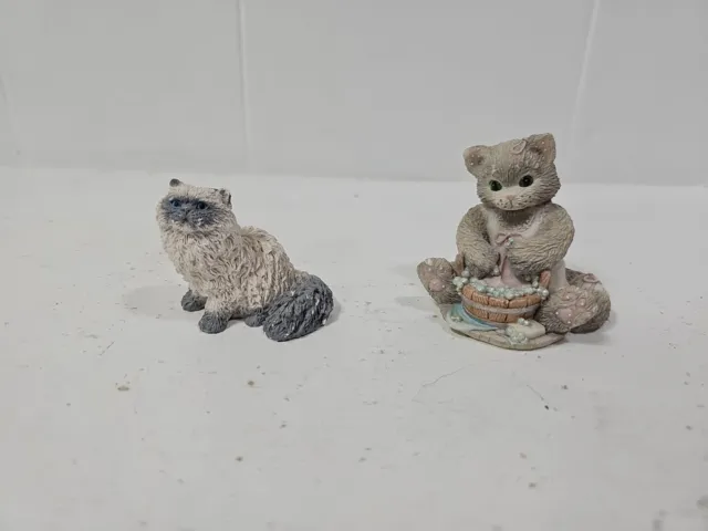 Vtg 90s Cat Figurines Lot Of 2 Enesco Living Stone