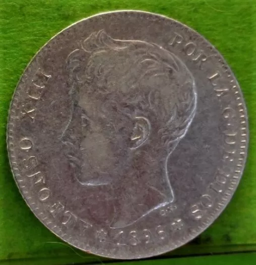 ALFONSO XIII, 1 Peseta, 1896, *18 - 96, Ag