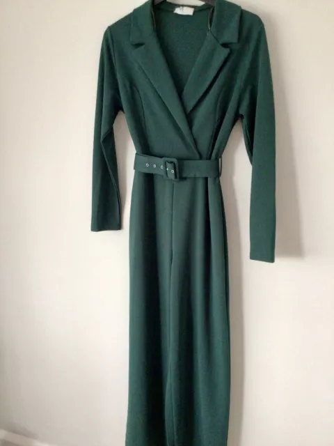 Gorgeous Quiz Green Full Length Wide Leg Jumpsuit size 16 Ver6 Flattering