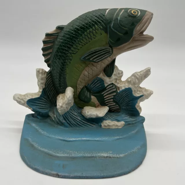 MIDWEST IMPORTERS CAST IRON LEAPING TROUT DOOR STOP (5.5"Hx5.5"Wx3.5"L)