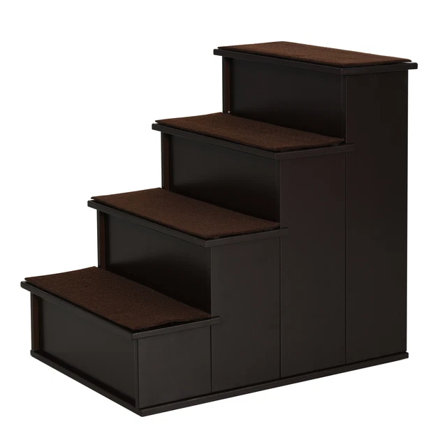 Haustiertreppe 4-stufige Hundetreppe Katzentreppe Einstiegshilfe MDF Dunkelbraun