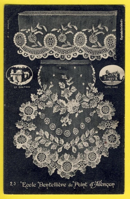 cpa France KANTWERKSTER SCHOOL ALENÇON DENTELLE LACE PIZZO SPITZE KORONKA ENCAJE