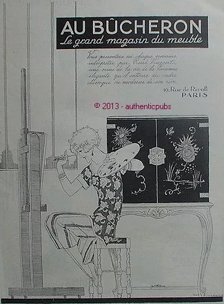 Publicite Au Bucheron Mobilier La Peinture Signe Rene Vincent De 1924 French Ad