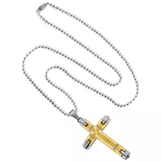 Stylé Chrétien Plaqué Or Sainte Jésus Criss Cross Pendentif pour Unisexe