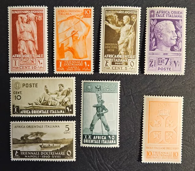 Italien, Italienisch Ostafrika 1938 & Rhodos 1940, ungestempelt