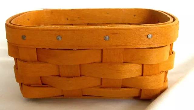 Longaberger 1991 Miniature loaf basket with liner, & protector euc 2