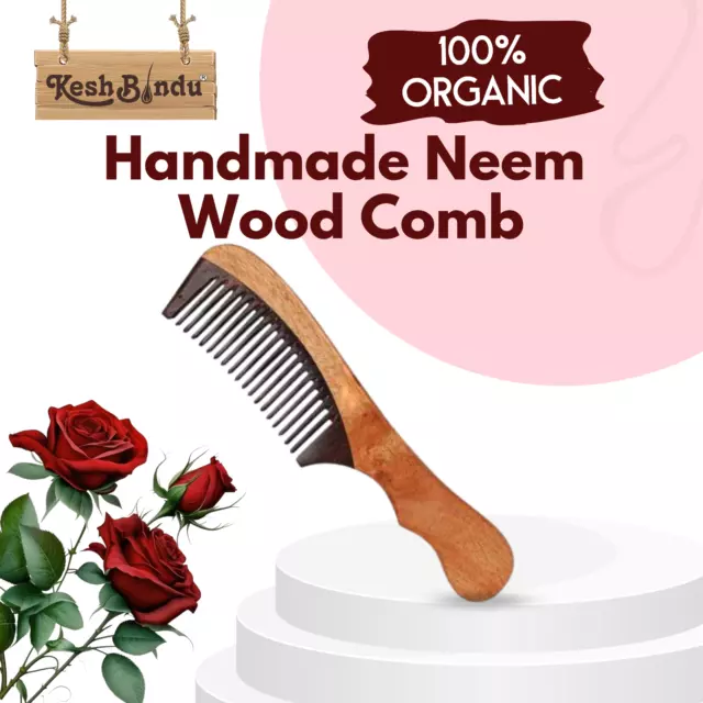 Neem  Handmade 100% Natural Green Sandalwood Hair Detangler Wooden Combs