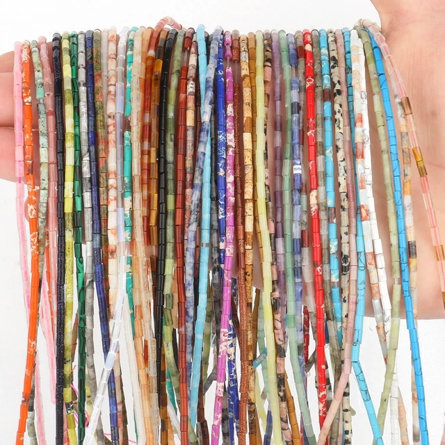 2x5mm Natural GemStone Round Tube Loose Beads For Jewelry Making DIY 15.5''