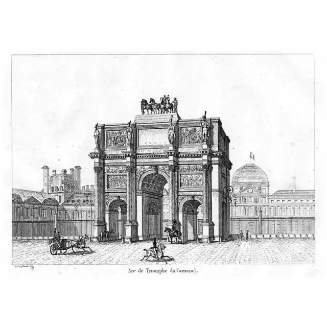 PARIS The Arc de Triomphe - Antique Print 1836