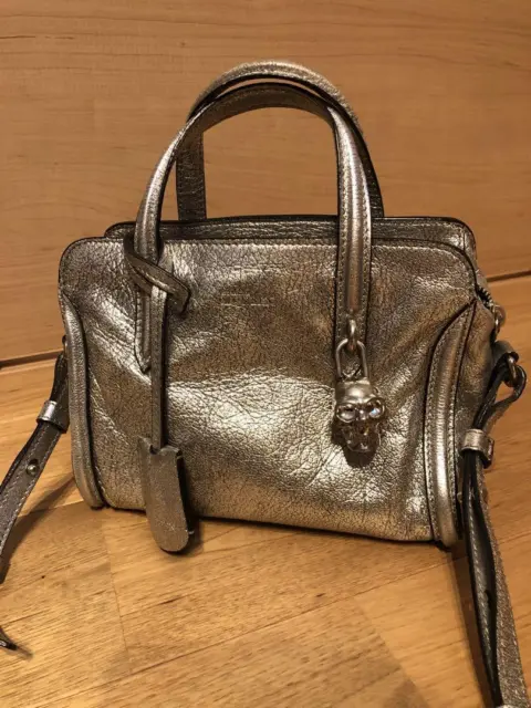 Alexander McQueen 2Way Bag Skull Paddock Lock Silver Women's