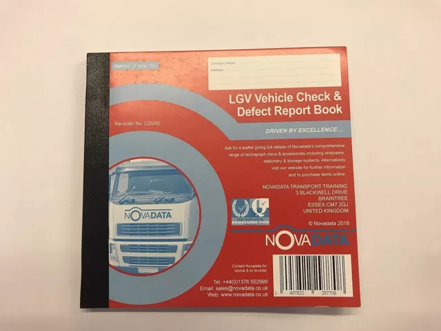 LGV HGV Vehicle Check and Defect Report Books, 100 Pages, 5 Pack