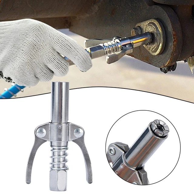 Coupleur De Graisse 1/8" NPT - Double Poignée, Verrouillage Rapide - Pression Max 10 000 Psi - Tuyau De 30 Cm Inclus