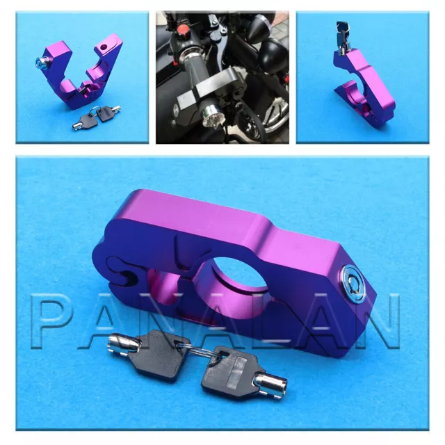 Purple CNC Motorbike Handlebar Grip Brake Lever Security Caps-Lock Anit Theft AU