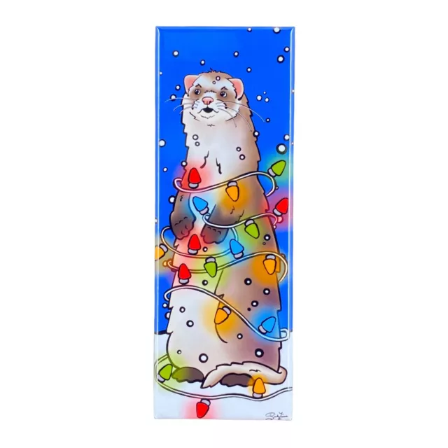 Ferret Christmas Magnet Handmade Holiday Pet Portrait Stocking Stuffer Gift