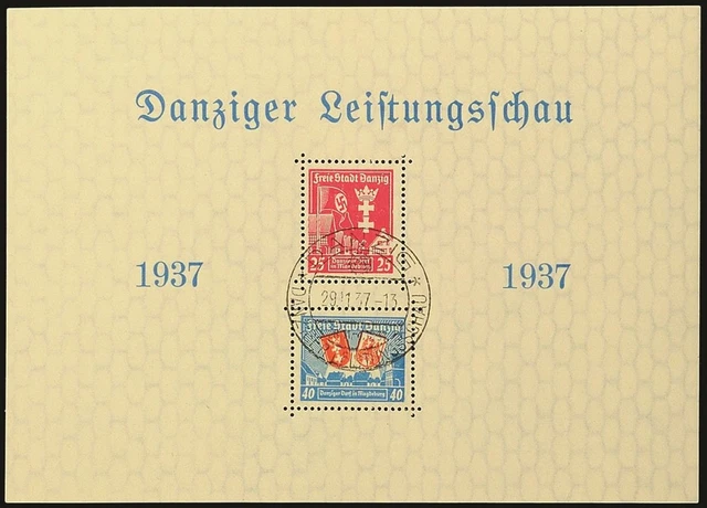 16123) Danzig Bl.3I gestempelt mit SST Leistungsschau-Block Plattenf. Mi. 280,-