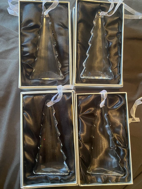 LOT OF 4 Glass Christmas Tree Clear Ornaments | Holiday Decoration | BRAND NEW