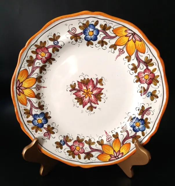 Vintage Grazia Deruta Italian Pottery  Luncheon/Dinner Plate Floral Pattern 9.5"