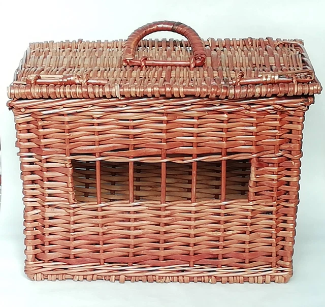 Cesta de viaje vintage mimbre gato o animal pequeño mascota 30x41x27 cm