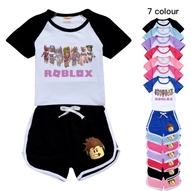 Kids Girls Boys Roblox Shorts T-shirt Set PJ'S Loungewear Tracksuit Gift