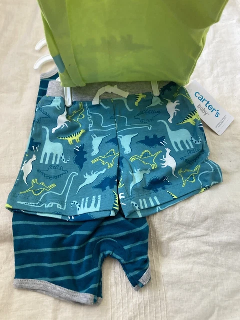 Carters baby boy 3 piece knit dinasour short outfit size 9M NWT 3