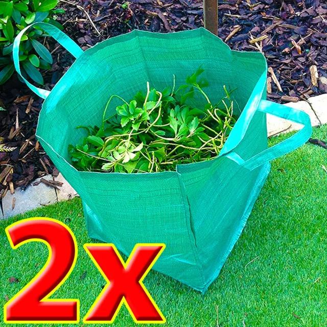 🔥2x 100L Large Garden Waste Bags Heavy Duty Refuse Storage Sacks  Handles Grass