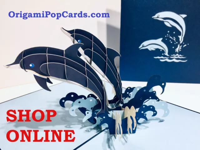 Origami Pop Cards Dolphin Couple Love Pop Greeting Card Happy Birthday Handmade