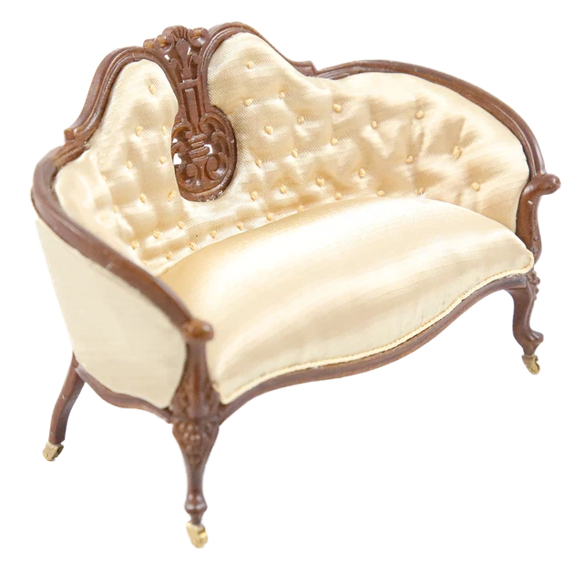 Maison de Poupées Champagne Victorien Canapé JBM Miniature Noyer Meuble de Salon