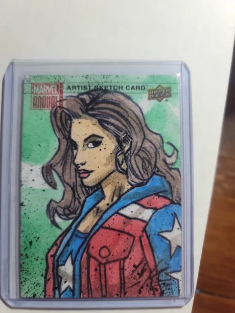 2020-21 marvel annual sketch america chavez 1/1 by jeffery bates