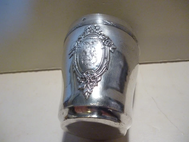 TIMBALE EN ARGENT MASSIF POINCON MINERVE 1er TITRE 87gr.
