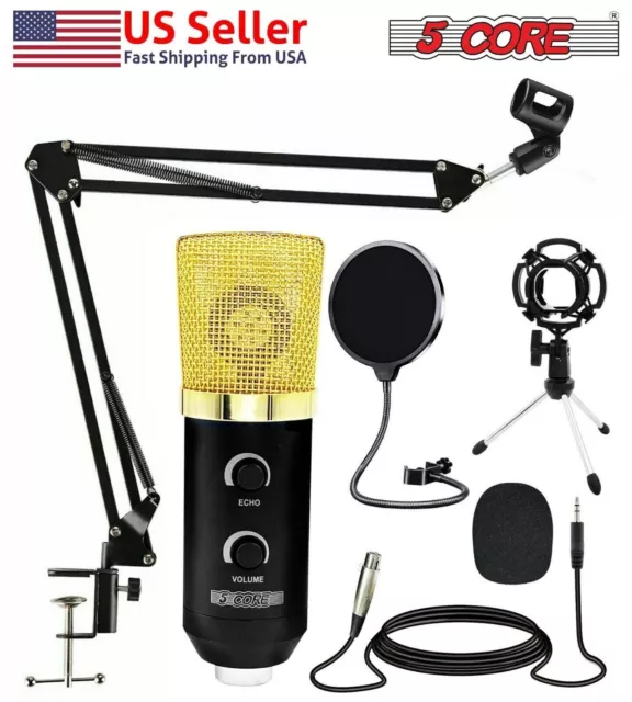 5Core Condenser Microphone Recording Mic Kit w/ Arm Stand Game Chat Audio