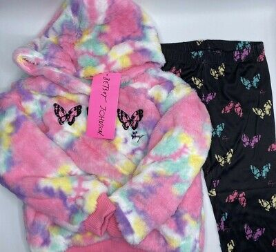 Girls Size XS(5/6) Betsey Johnson 2-Piece Outfit Soft Pullover Hoodie Leggings